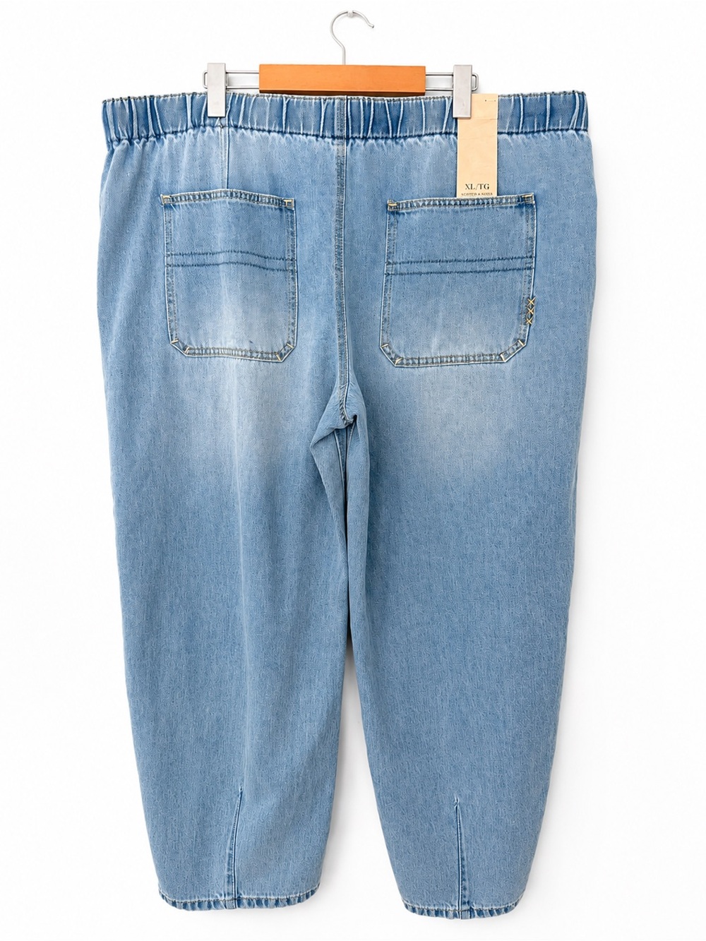 NWT Scotch & Soda The Arc Drawstring Jeans XL Light Wash Barrel Leg Denim - Picture 8 of 13